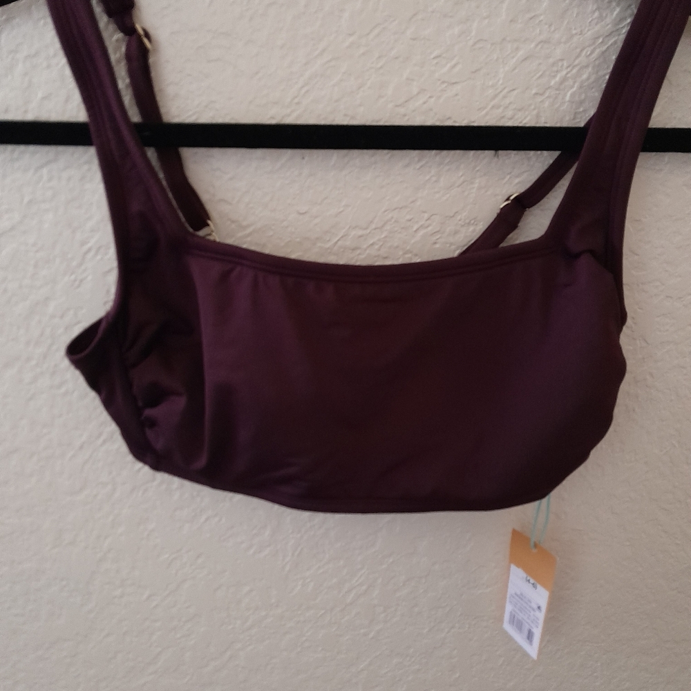 Kona Sol Women's Swimwear Burgandy Bralette Top Size S
